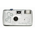 Wedding Themed Disposable Camera w/ Double Silver Hearts